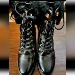 Black Fur Lined Heeled Boots